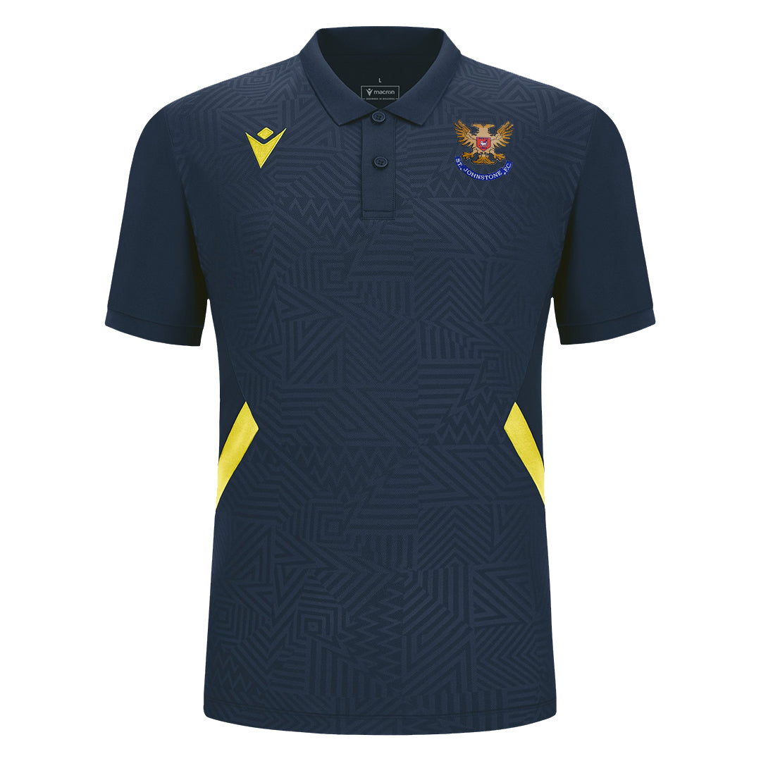 SJFC 23 24 Travel Polo Shirt Navy Yellow St Johnstone Direct